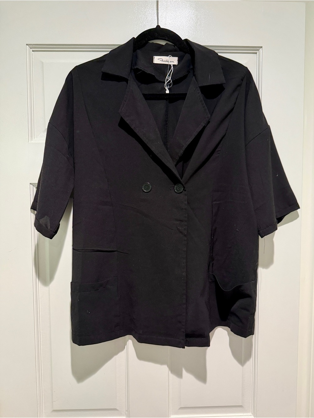 Black Short-Sleeve Blazer